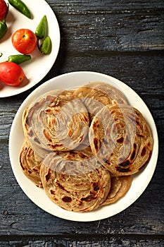 Indian cuisine- wheat paratha with vegetables