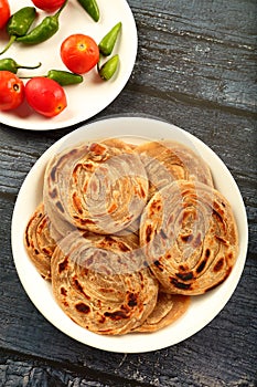 Indian cuisine- wheat paratha with vegetables