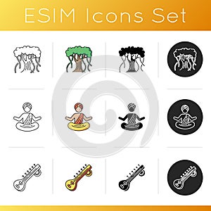 Indian culture icons set