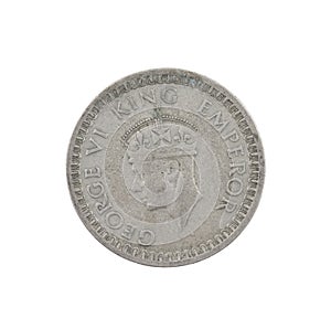 Indian Currency or Indian old Coin on White Background