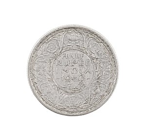 Indian Currency or Indian old Coin on White Background