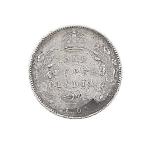 Indian Currency or Indian old Coin on White Background