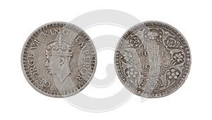 Indian Currency or Indian old Coin on White Background