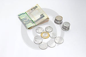 Indian Currency lying on table.