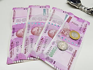 Indian currency notes and coins