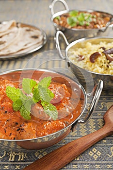 Indian Curry Chicken Tikka Masala with Pilau Rice