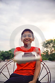 Indian Cute Little Boy With Cellphone