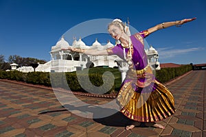 Indian Dancer by Hindu Temple