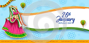 Indian dancer tricolor background showing its incredible culture and diversity on 26th January Republic Day of India