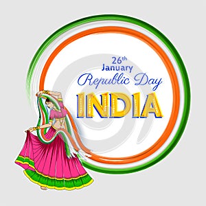 Indian dancer tricolor background showing its incredible culture and diversity on 26th January Republic Day of India