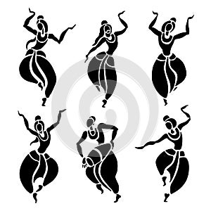 Indian dancers. Vector Illustration. photo