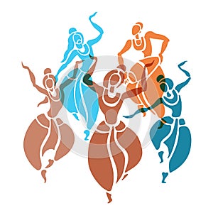 Indian dancers. Vector Illustration. photo