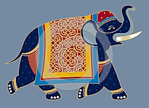 Indian Decorated Elephant Illustration