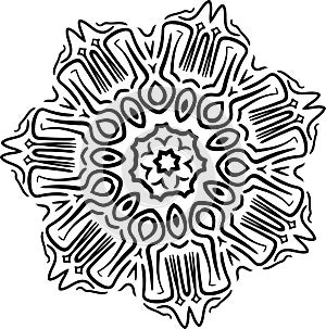 Indian decorative mandala. Black and white texture. Abstract pattern for tattoo and any kind of prints fabric design. Vector