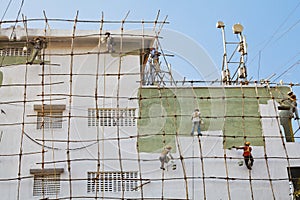 indian decorators wooden scaffold