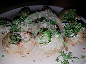 Indian delicacy sweet and sour dahi puri