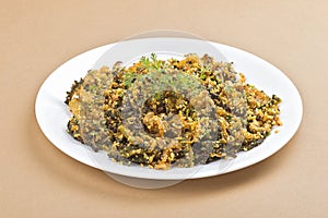 Indian Dish: Bitter gourd fry with spices and herbs