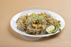 Indian Dish: Bitter gourd fry with spices and herbs