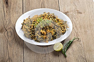 Indian Dish: Bitter gourd fry with spices and herbs
