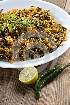 Indian Dish: Bitter gourd fry with spices and herbs