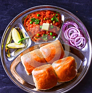 Traditional Maharashtrian breakfast - Pav Bhaji photo