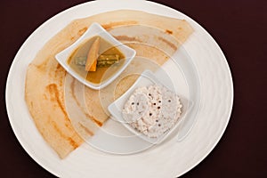 Indian Dosa with Chutney Sambar