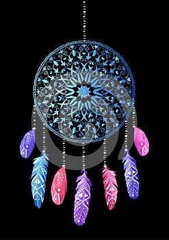 Indian dream catcher. Hand drawn native american talisman