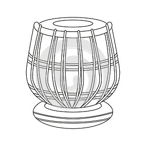 Indian drum table music instrument in black and white