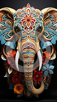 Indian elephant, graphic esoteric totem elephant head