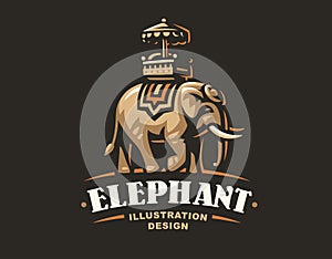 Indian elephant logo - vector illustration, emblem on dark background