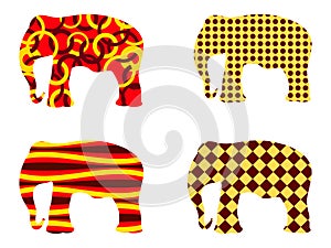 Indian elephant pattern. Elephant . Set of vector illustrations.