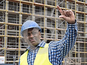Indian engineer on construction site