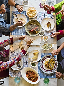 Indian Ethnicity having meal together