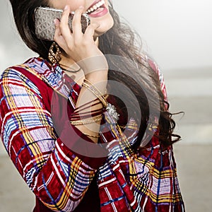 Indian Ethnicity Telecommunication Talking on smartphone