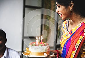 Indian family celebrating a birthday party