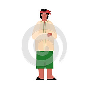 Indian farmer or countryman male character flat vector illustration isolated.