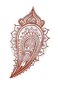 Indian feather - decorative eastern henna design. Mehendi ethnic vector