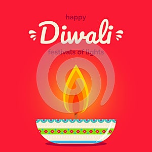 Indian festival Happy Diwali Firecracker. Holiday concept. Diwali celebration design greeting card, poster and card.