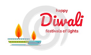 Indian festival Happy Diwali Firecracker. Holiday concept. Diwali celebration design greeting card, poster and card.