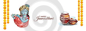 Indian festival of janmashtami dahi handi celebration holiday banner design