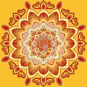Indian festivals theme yellow and red mandala