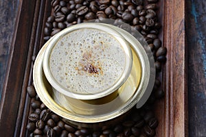 Indian Filter Coffee in a brass cup