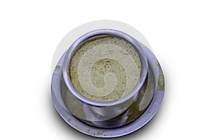 Indian filter coffee on white background