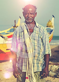 Indian Fisherman Kerela India Solitude Tranquil Concept photo