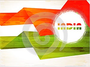 Indian Flag background with Asoka chakra on white