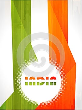 Indian Flag background with Asoka chakra on white