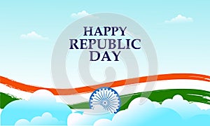 Indian flag background with famous historical monument for 26 January Happy Republic Day of India