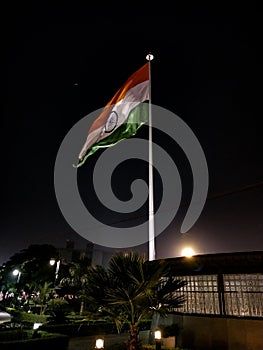 Indian Flag waving with proud at cannought place Delhi india - December 2019