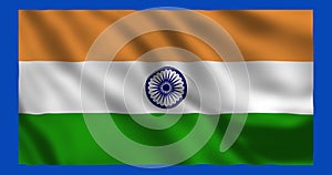 Indian Flag Waving In Wind.The National Flag is a horizontal tricolour of India saffron, white and green bands are equally sized.