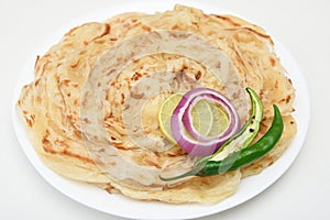 Indian flat bread Kerala porotta, Malabar porotta, roti paratha layered bread made of whole wheat flour